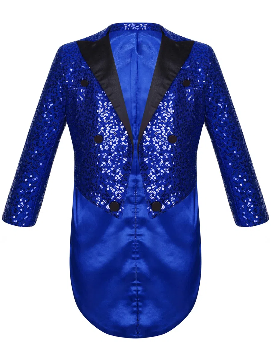 inhzoy Giacca Frac Bambini e Ragazzi Blazer Tuxedo Giacca da Compleanno Matrimonio Nuziale Jacket Slim Fit Tailcoat con Paillettes Cappotto Gentiluomo Giacca Formale