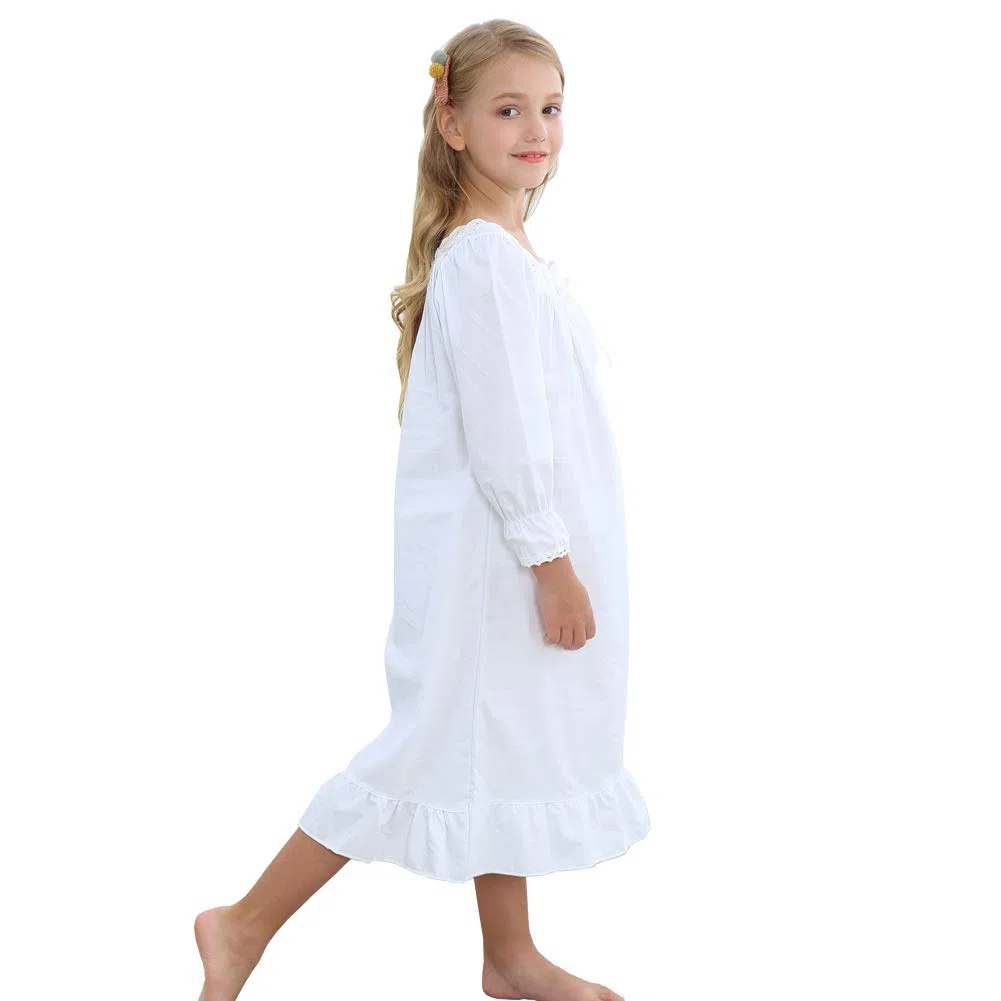 Ragazze Camicia da Notte 100% Cotton da Fata Camicia da Notte - Bianco, Bianco, Age 3-12