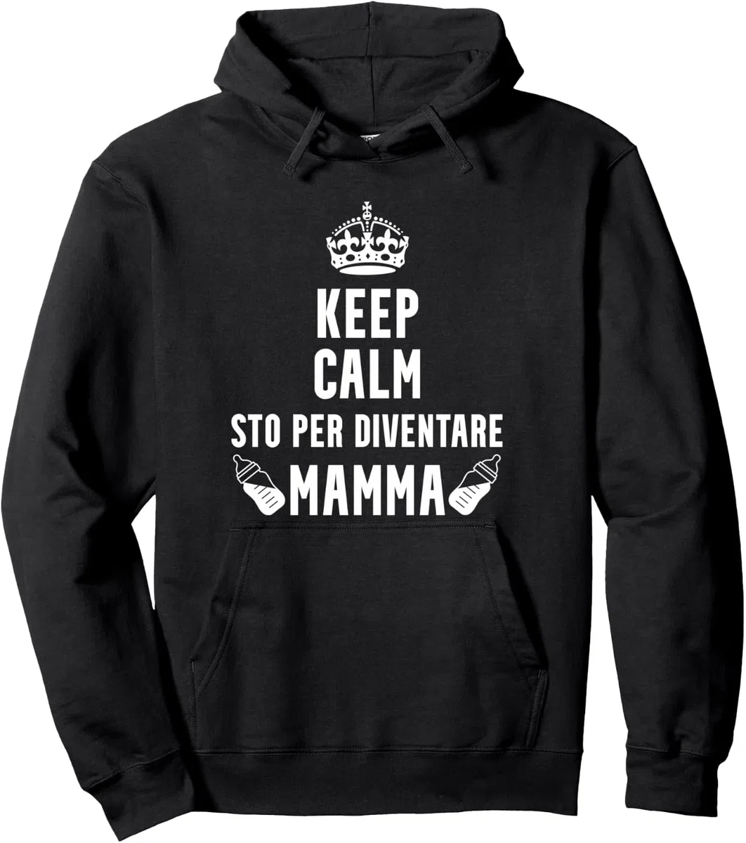 Keep Calm Annuncio Gravidanza Neo Madre Presto Diventa Mamma Felpa con Cappuccio