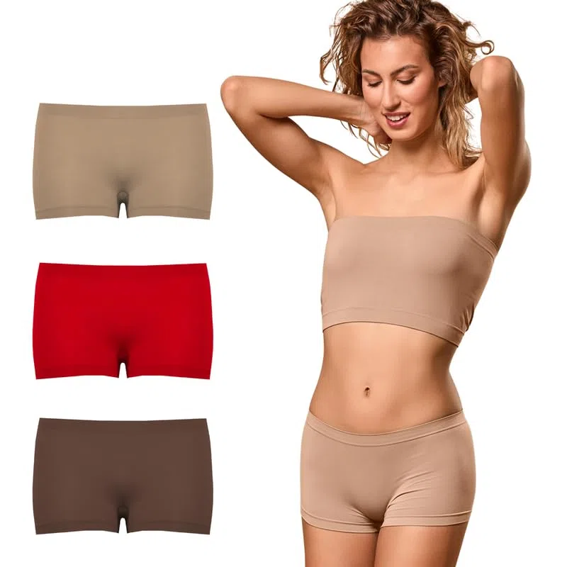 FOCENZA Set 3 Pezzi Shorty Boxer Donna in Morbida Microfibra Elasticizzata, Short Donna Confortevole ed Elastico in Vari Colori, Made in Italy