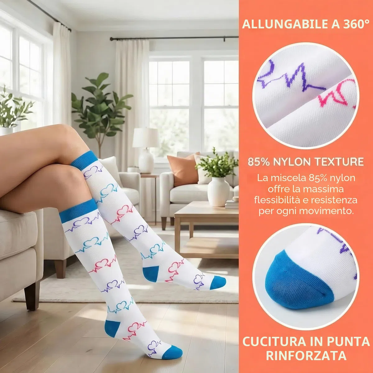 Calzini a compressione (7 paia) per donne e uomini circolazione, 20-30 mmhg, calzini alti sono il miglior supporto per la corsa sportiva e il ciclismo