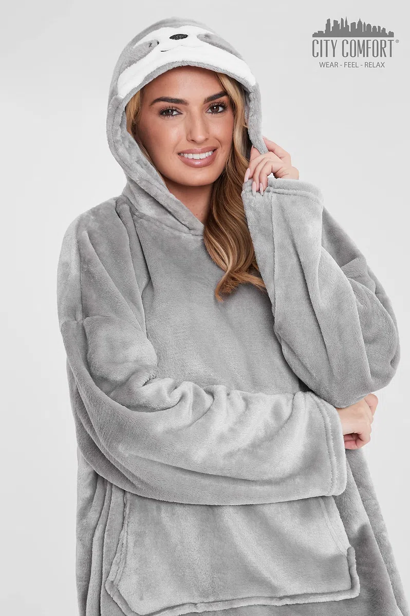 CityComfort Felpa con Cappuccio Oversize Coperta Indossabile Gigante in Pile Unisex Uomo Donna