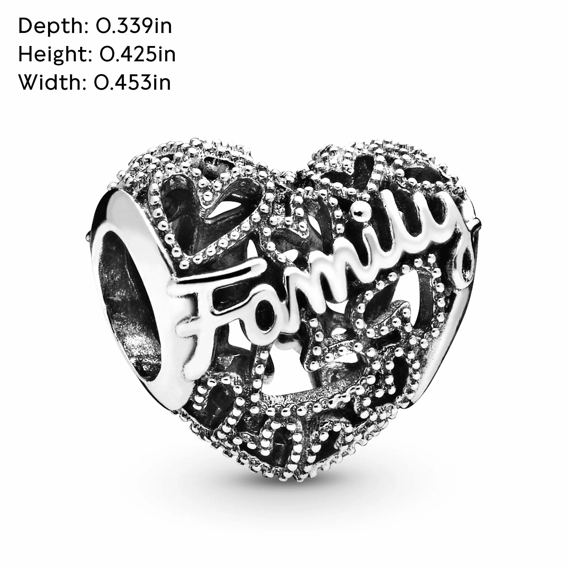 PANDORA - Catena di sicurezza e charm cuore con scritta Family