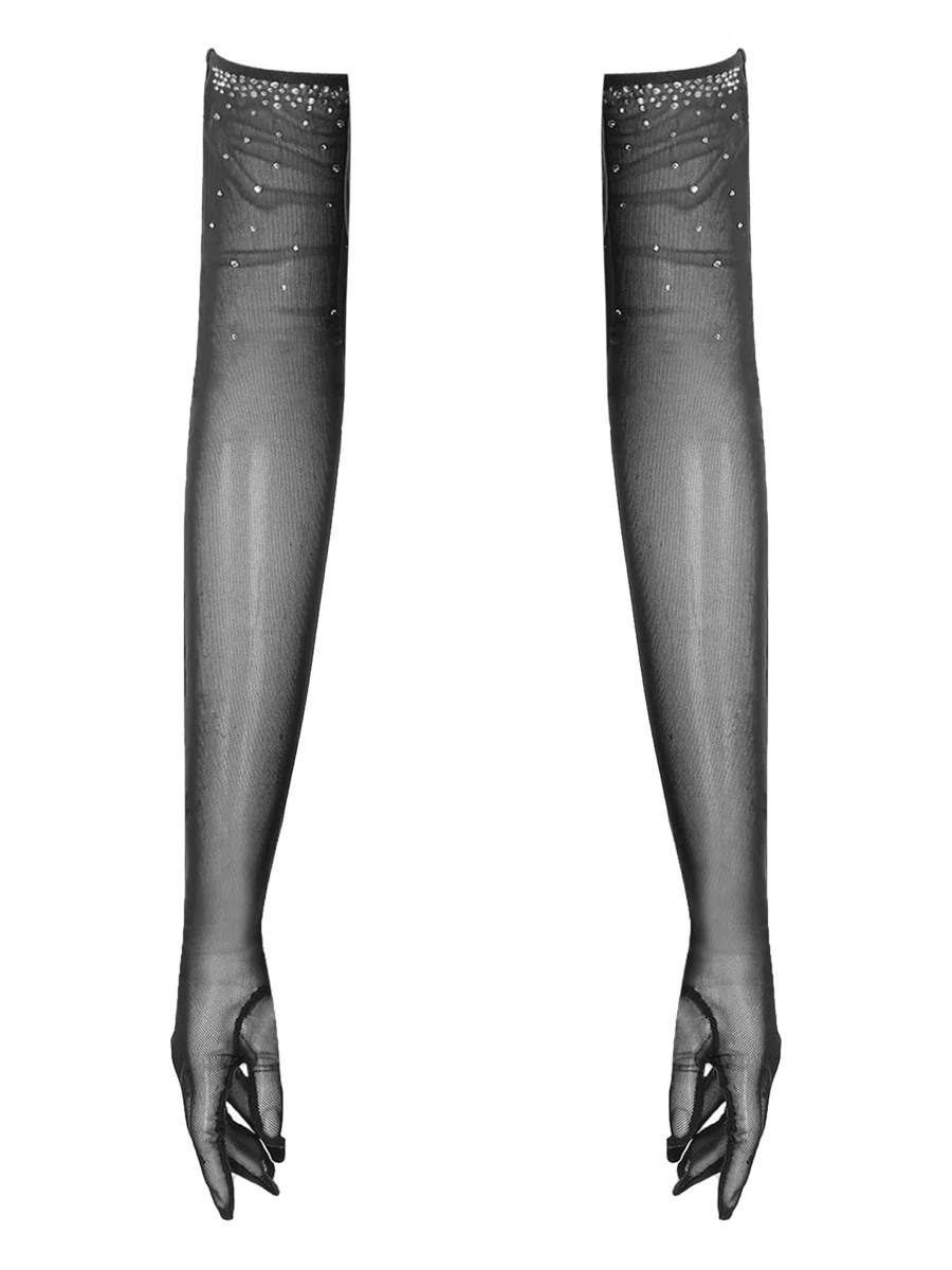 dPois Vestito da Ballo Latino Americano Tango Donna con Guanti Abito da Pattinaggio Artistico con Frange Nappe Body Ginnastica Ritmica Costume Danza Samba Rumba Salsa