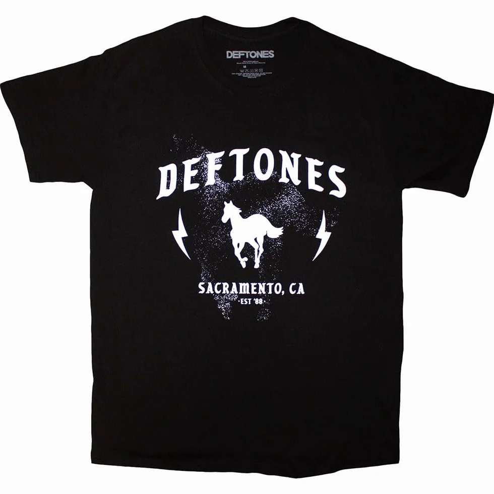 Deftones T Shirt Electric Pony Band Logo Nuovo Ufficiale Uomo Nero