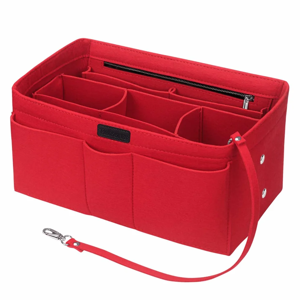Feltro Organizer Borsa Donna, Borsa per Organizzatore con Borsa Rimovibile Interno (Rosso,L)