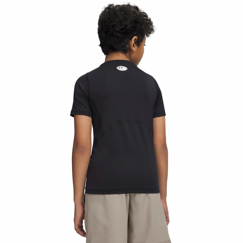 Under Armour UA HG Armour SS, T-shirt Bambini e Ragazzi, Nero, XS