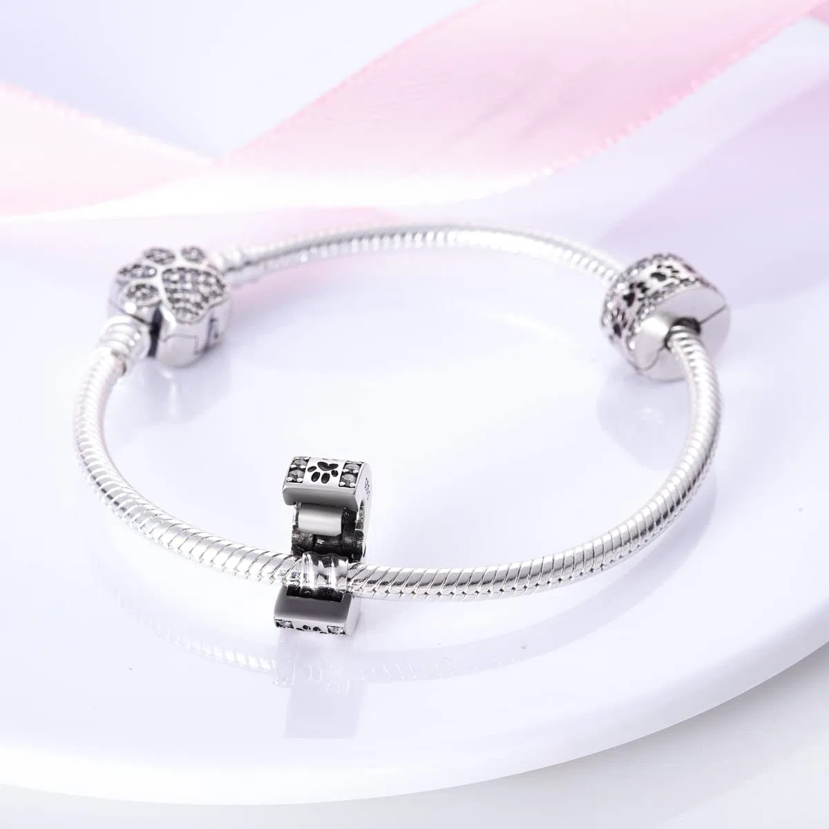 Parmuz in Argento Sterling 925 Clip charm Compatibile con Bracciale e Collane Spacer Ciondoli di perline ferma per braccialetti con ciondoli Regalo di gioielli per donna