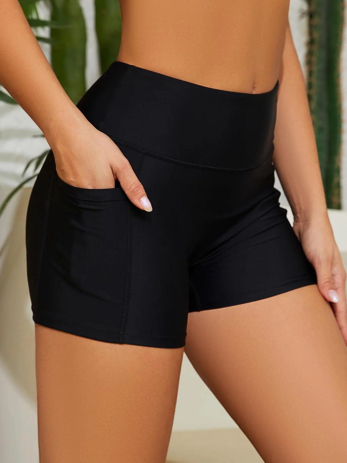 SHEKINI Pantaloncini da Bagno Donna Nuoto Vita Alta Costumi Bikini Shorts Rapida UPF 50+ con Tasche