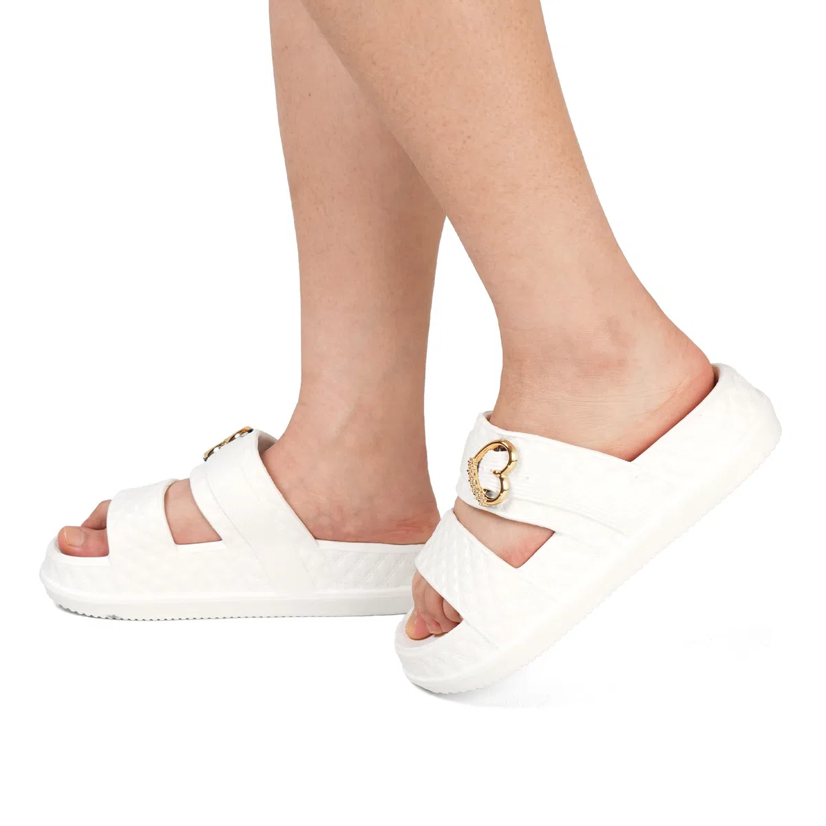 JOMIX Ciabatte Donna Platform con Fibbia a Cuore Estive EVA Sandali Comodi e Antiscivolo per Casa Doccia Piscina Mare Spiaggia