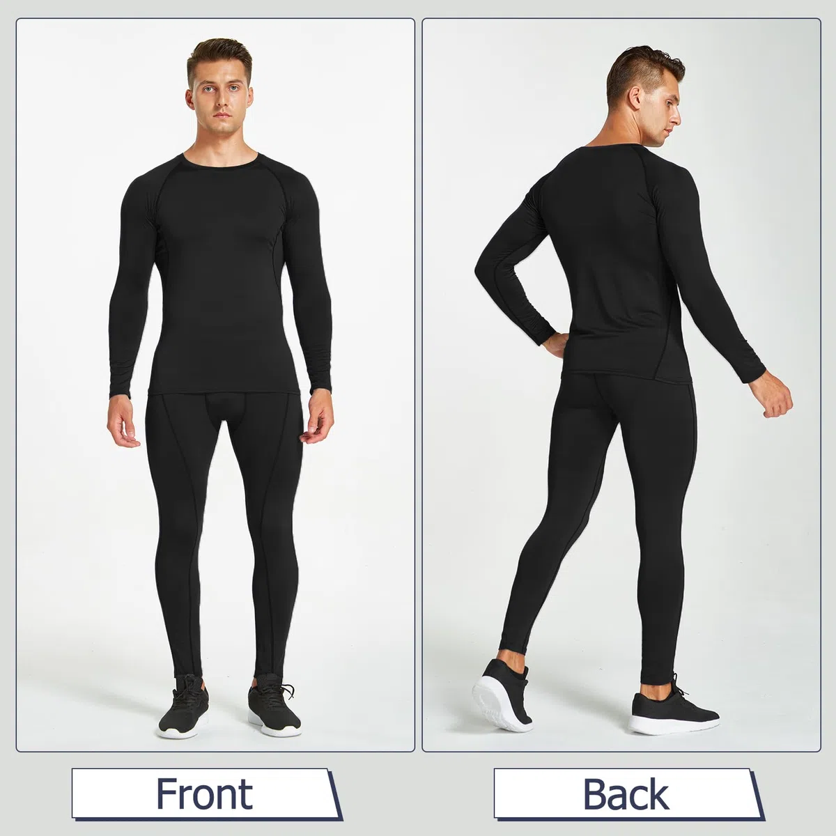Set di Intimo Termico Uomo Invernale Biancheria Termica Pantaloni Traspirante Asciugatura Rapida per Sportiva Sci Allenamento Corsa Ciclismo Trekking