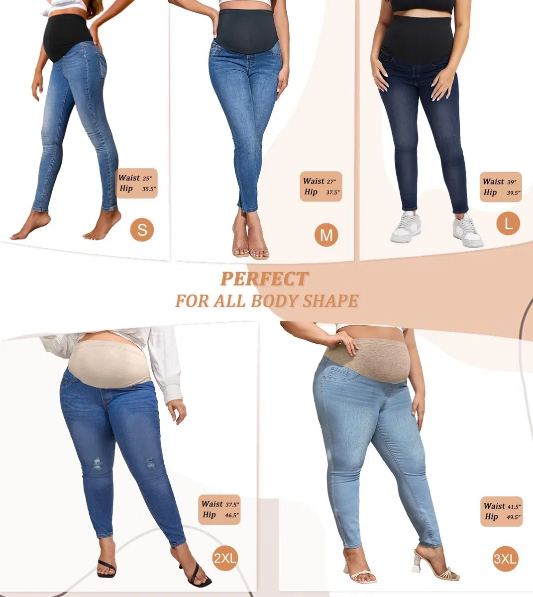 Hybrid & Company Jeans Premaman Skinny Super Comodi Elasticizzati per Donne