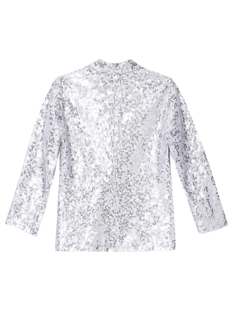 dPois Giacca Paillettes Bambino Panciotto da Cerimonia Sera Party Giacca Elegante Brillantini Blazer Un Bottone Cappotto Abito da Batessimo Festa Slim Fit Smoking