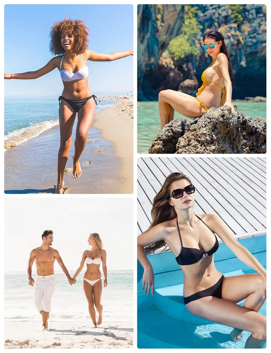 UMIPUBO Costume da Bagno Donna Due Pezzi Push Up Costumi da Mare Donna Bikini Sexy Spiaggia Beachwear Swimwear con Cintura Classico Vestiti da Spiaggia Mare Estate