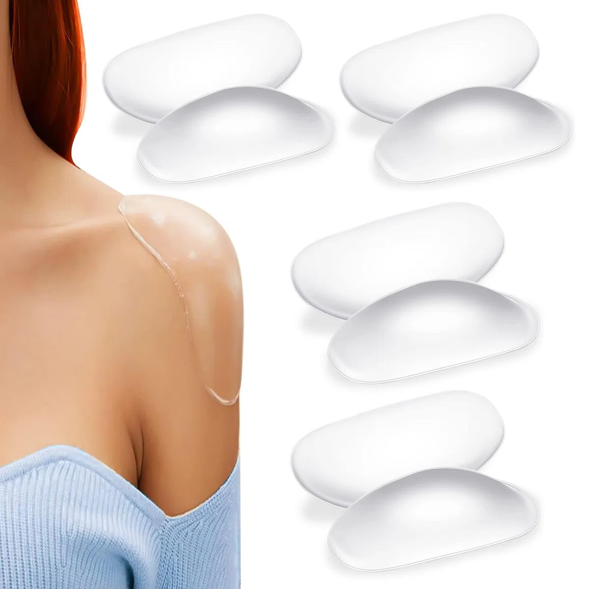 Spalline in Silicone, 8 Pezzo Imbottiture Spalle Invisibili Soft Enhanced Shoulder Pad Silicone Spalle Adesive per Push-up Spalle allargate per l'uso Quotidiano per Giacche Camicie
