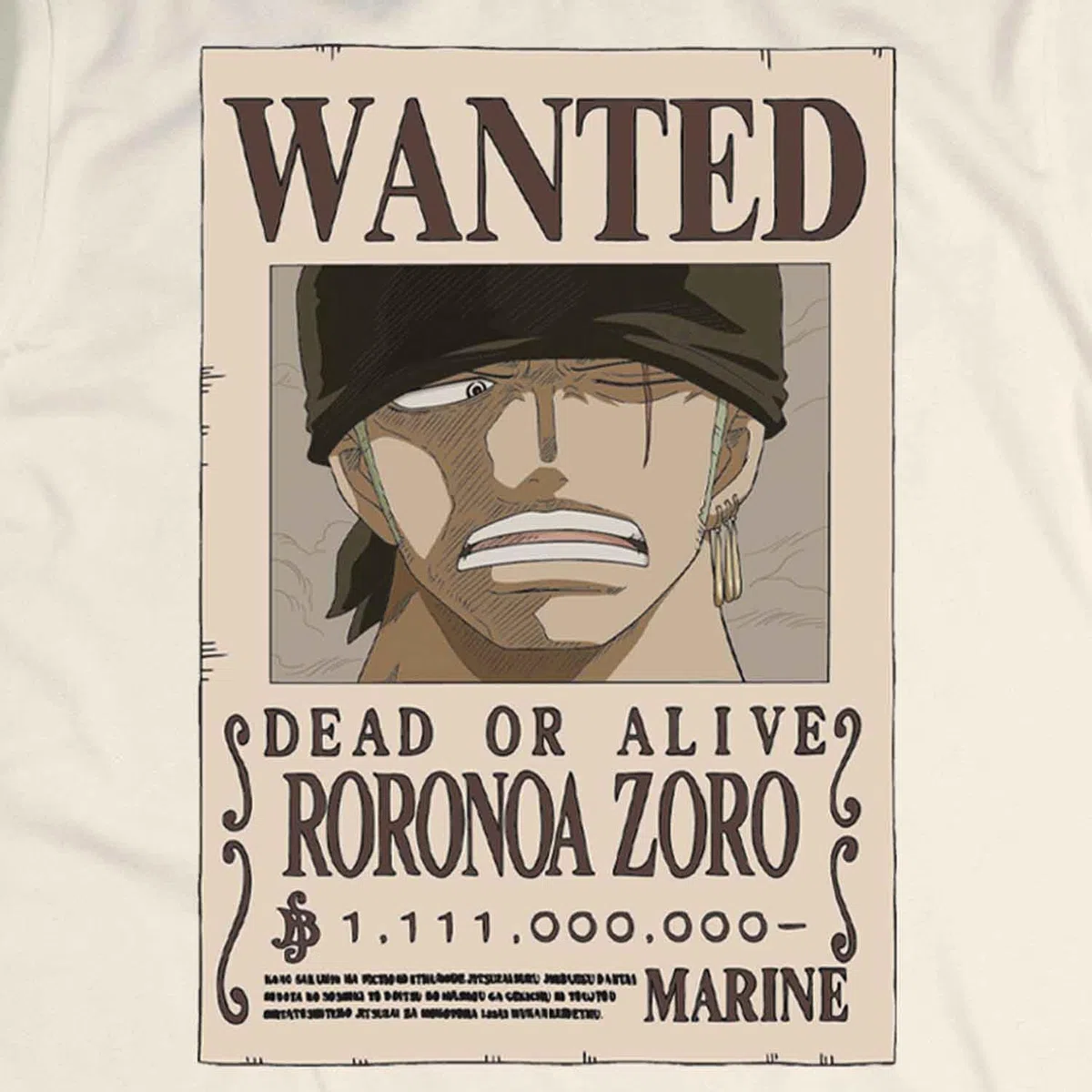 One Piece T Shirt Bambino e Ragazzo Zoro Wanted Poster – Maglietta Ufficiale Anime in Cotone, Ricompensa da 1.111 di Berry - Maglia Idea Regalo Bambini