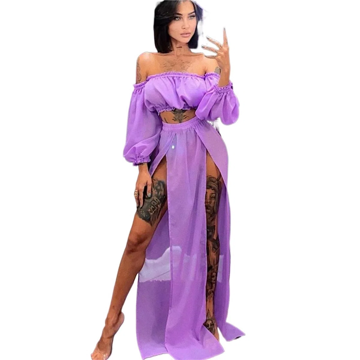 Copricostume Da Spiaggia Bikini Donna, A Maniche Lunghe, Con Gonna, For Accappatoio, E Abbigliamento