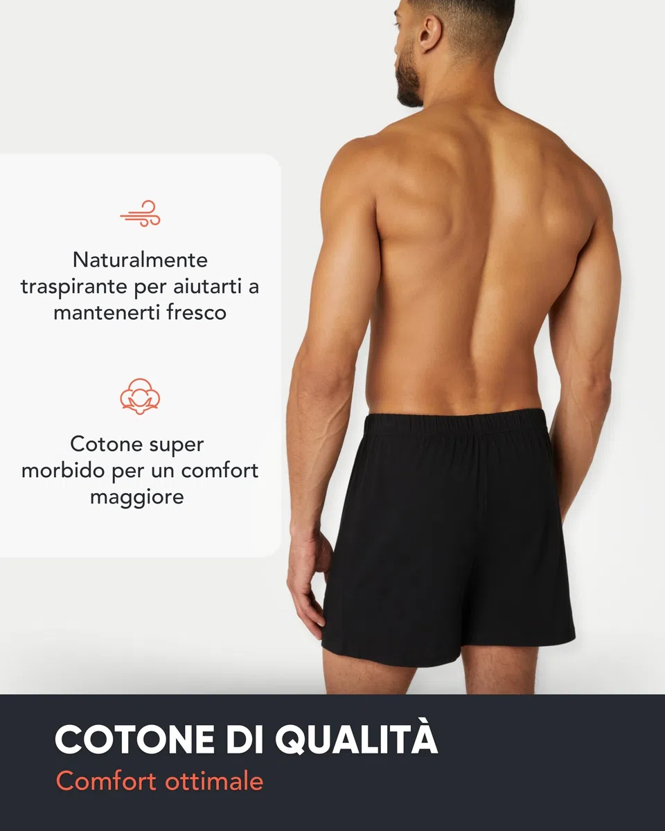 FM London Confezione da 5 Boxer Uomo Cotone 100 per Cento - Boxer Larghi Modello Loose Fit - Intimo Uomo Super Morbido in Tinta Unita con Patta con Bottoni e Comoda Fascia Elastica in Vita