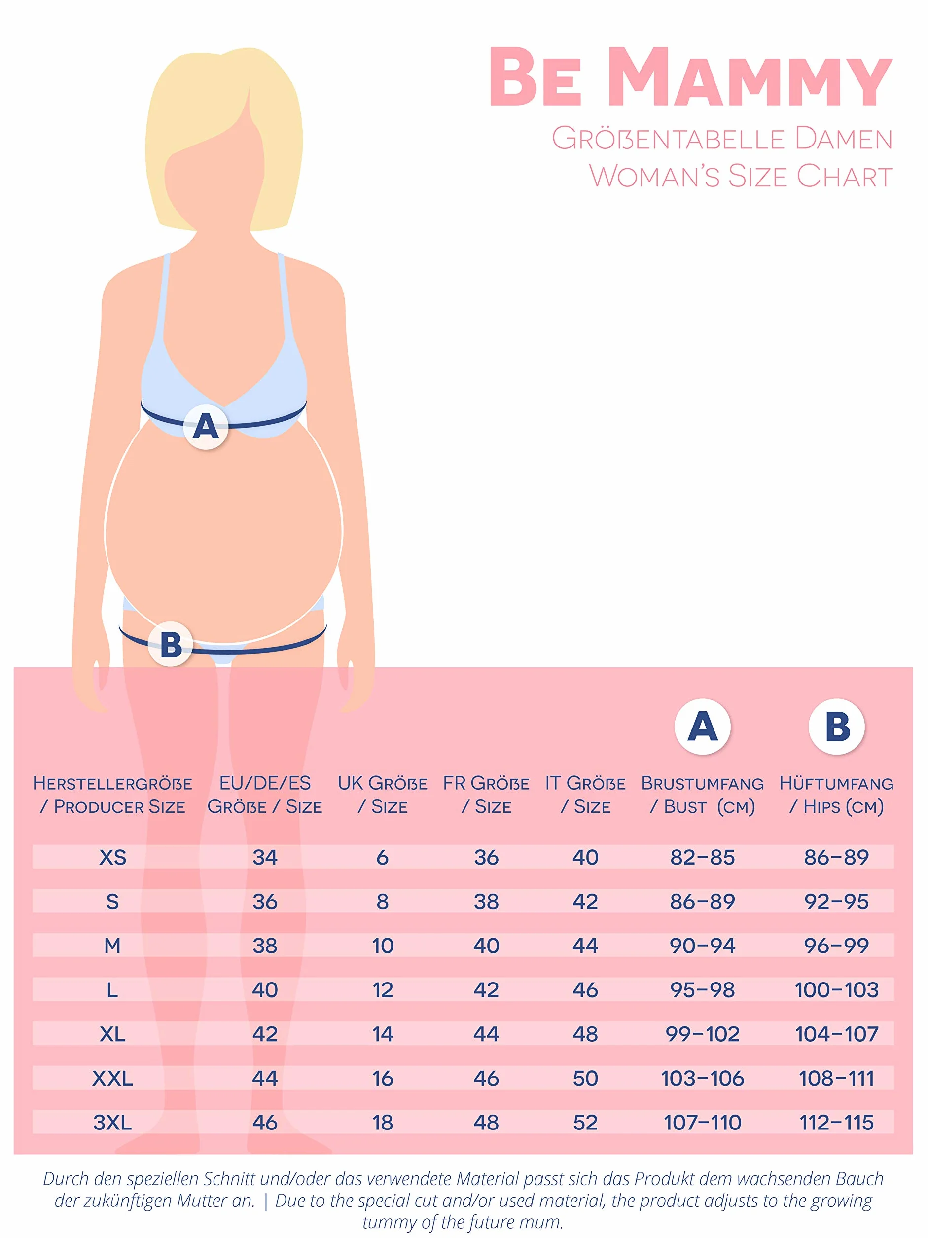 Be Mammy Camicia da Notte di maternità da Donna con Manica 3/4 e Funzione di Allattamento