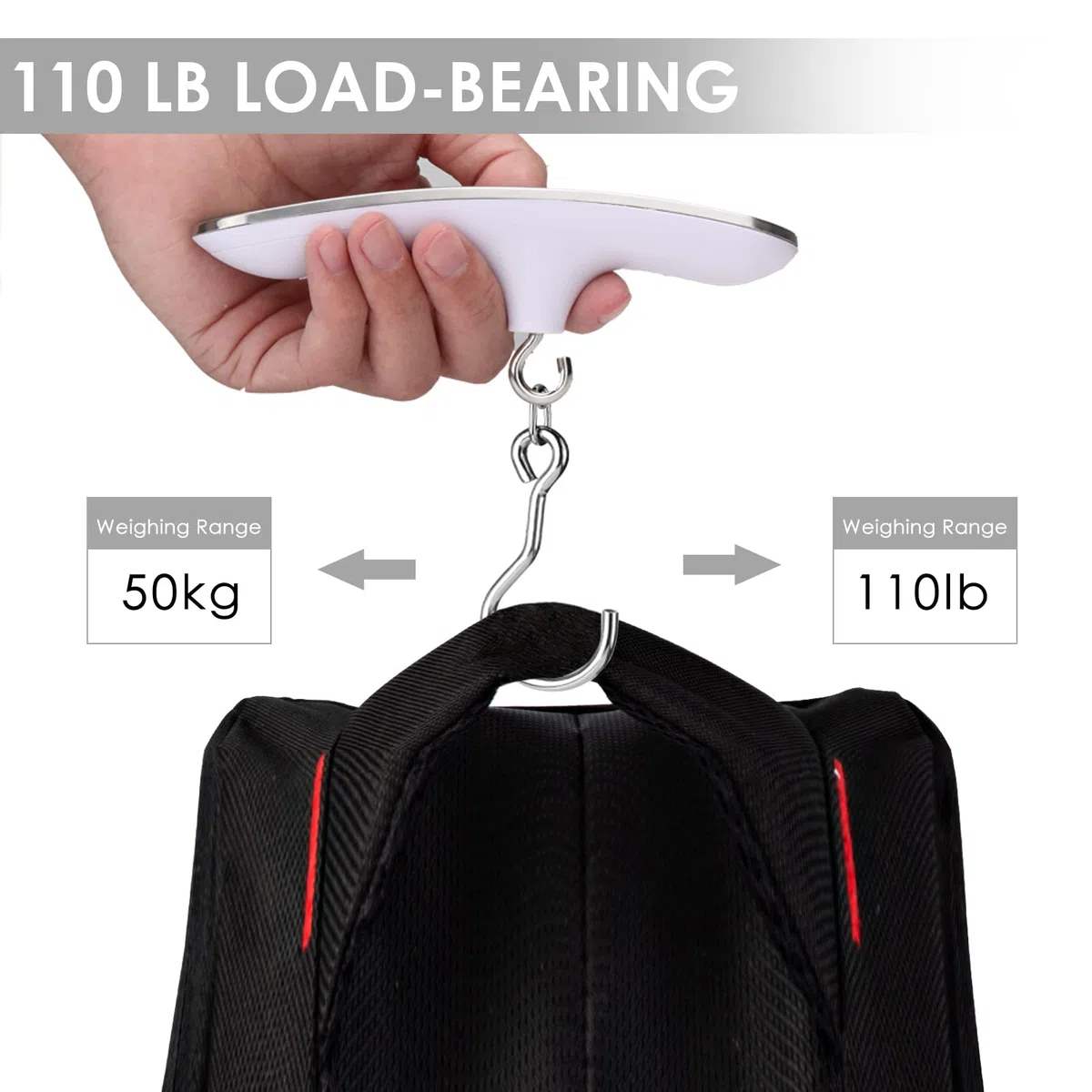 120 libbre Tiro con l'arco Bilancia ad arco per pesare Bilancia digitale con g/oz/kg/lb 4 unità Conversioni Bilancia bagagli per viaggiare Bow Draw Bilancia Pesi Ricurvo Accessori arco