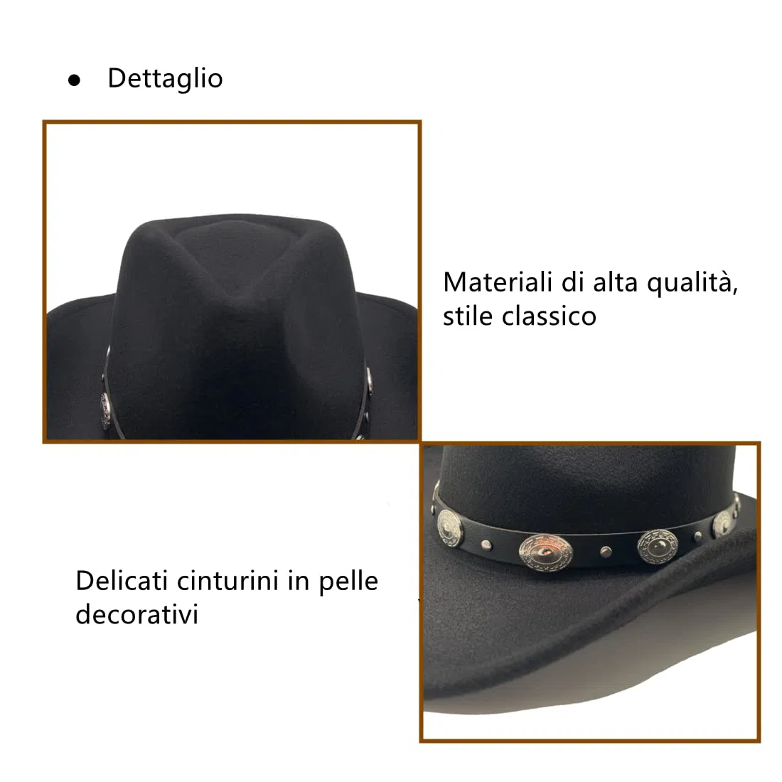 Willheoy Cappello da Cowboy a Tesa Larga Occidentale Western Australia Grande Bordo Unisex Uomo e Donna in Feltro Vintage