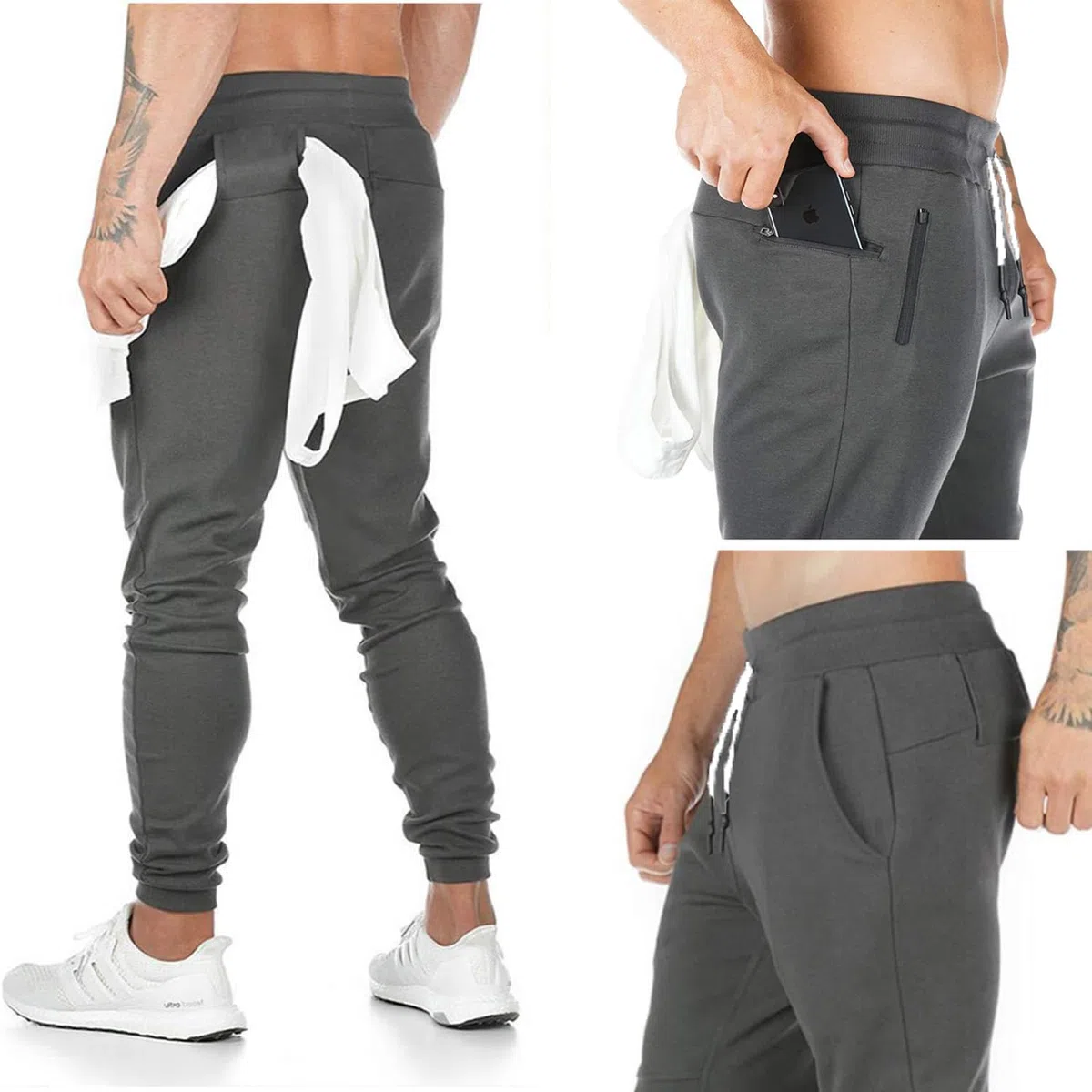 Yageshark - Pantaloni da jogging da uomo, in cotone, per fitness, slim fit, per il tempo libero