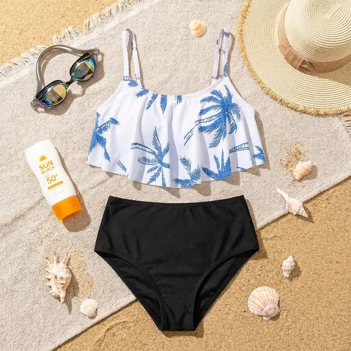 Ragazze Bikini Set Due Pezzi Costume da Bagno per Bambina Ruffle Bustier Bikini Slip Asciugatura Rapida Costumi da Bagno Mare Spiaggia Piscina Surf per Bambini 7-15 Anni