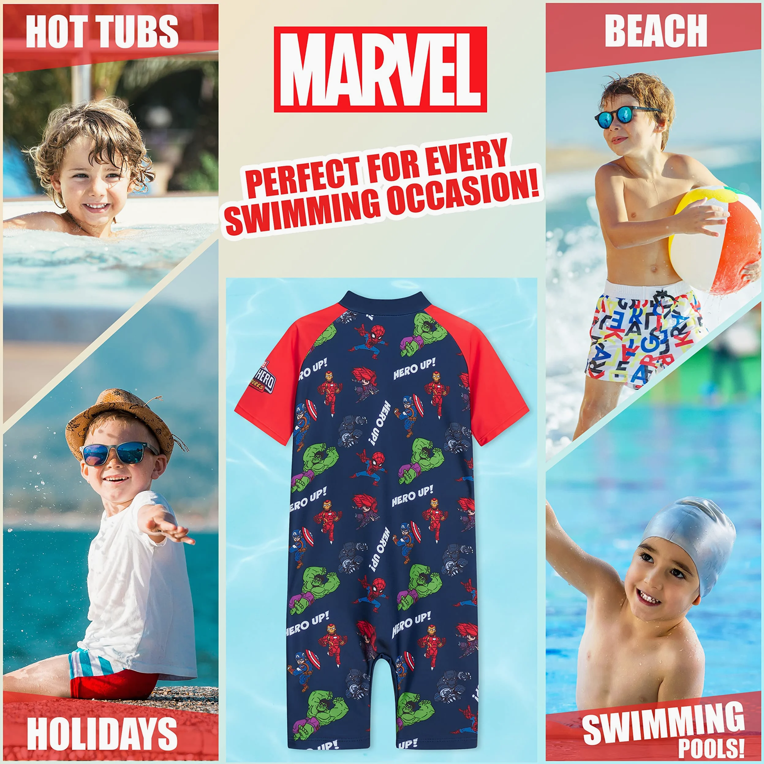 Marvel Costume Piscina Bambino Muta Costume Bambino Mare Nuoto 3-10 Anni Costume da Bagno Bambino Spiderman Hulk Captain America Avengers Regali