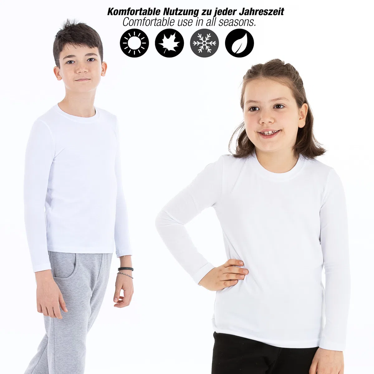 LOREZA ® 3 Bambini Ragazzi Ragazze Uni Manica Lunga Magliette Intimo Camicie Manica Lunga