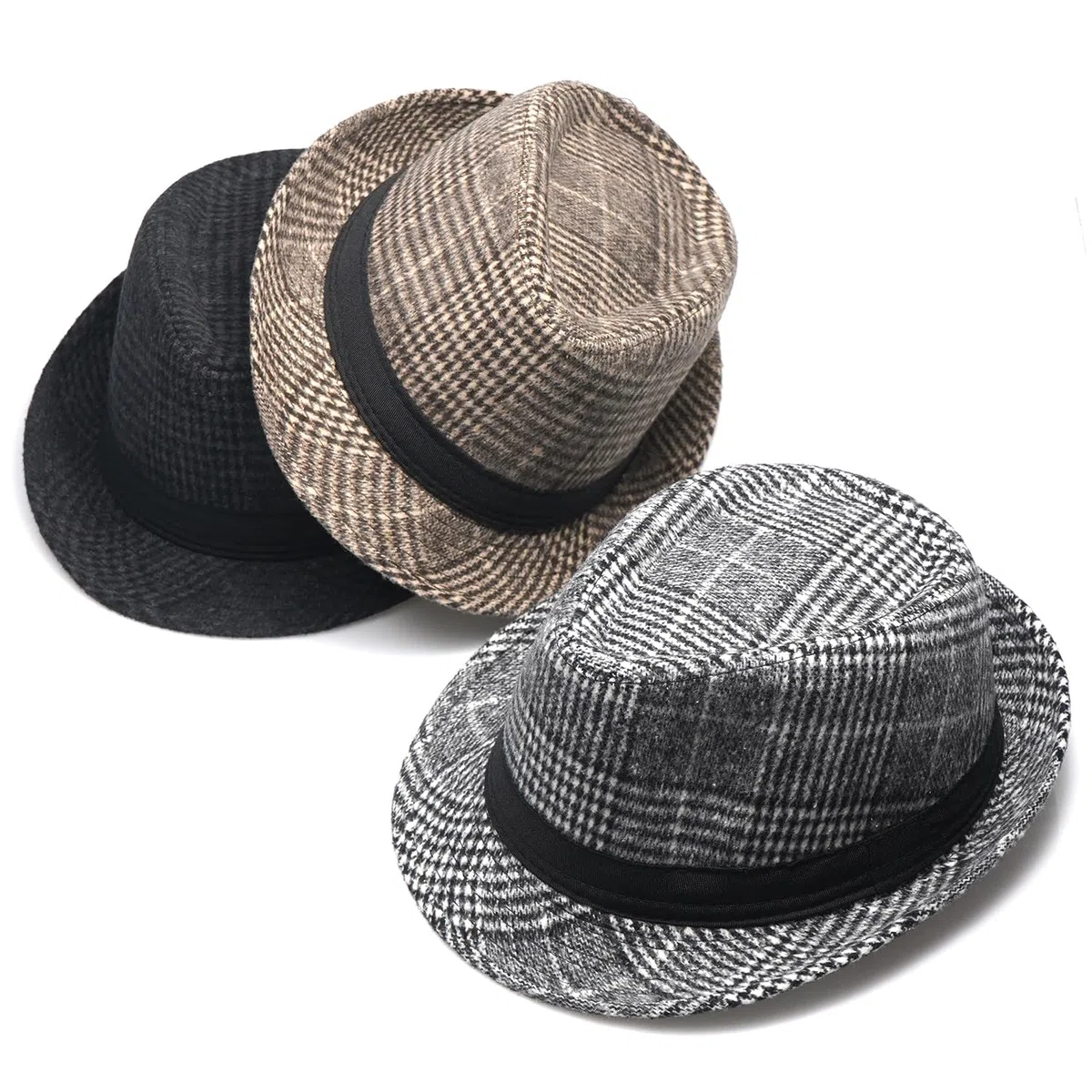 Initlove Cappello da uomo Fedora classico in feltro Panama cappello a tesa corta Trilby cappelli