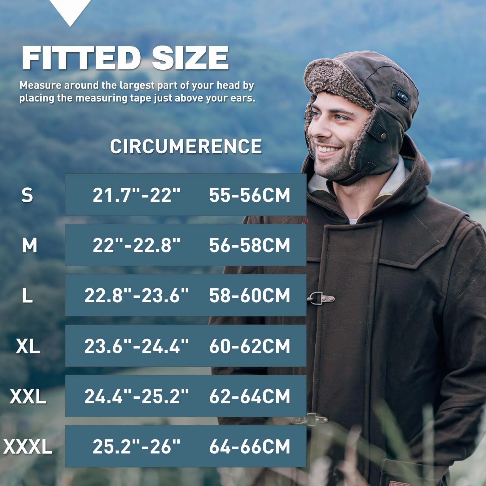 TOP-EX Oversize Impermeabile XXL XXXL Uomo Pilota Earflap Aviator Inverno Faux Leather Hat Caccia Trapper Outdoor