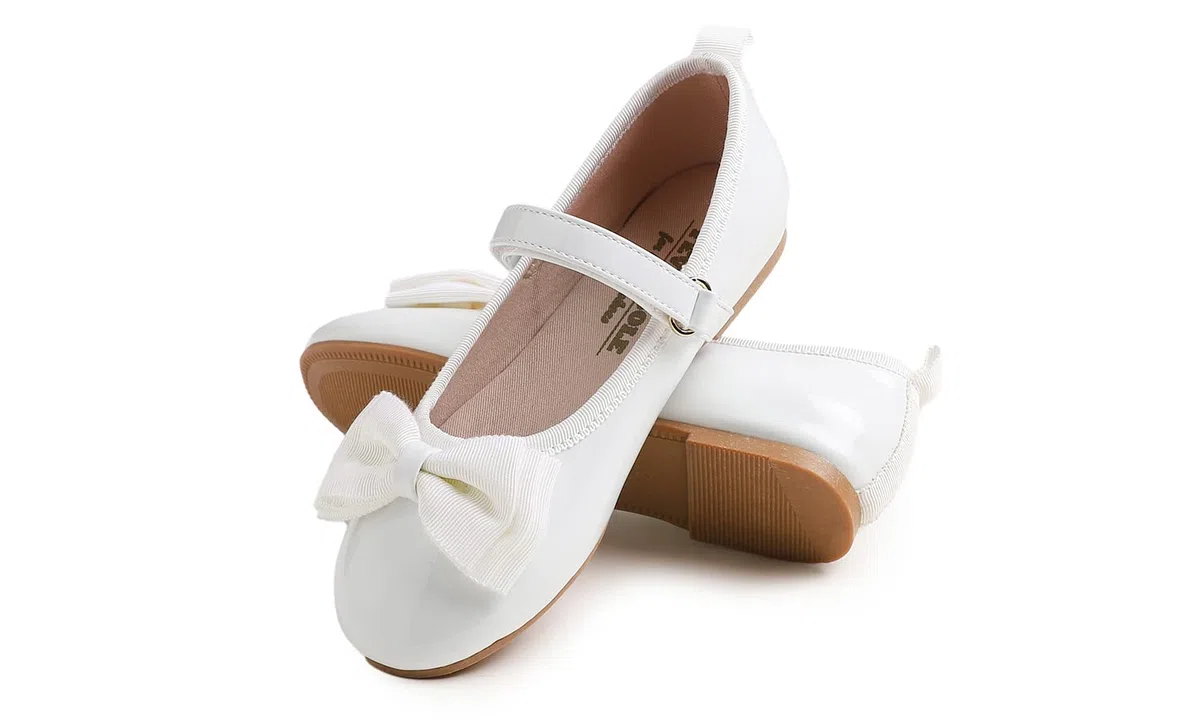 Feversole Girls Cute Bow Dress,Ragazze Mary Jane Strap Scarpe Basse Ballerine da Principessa Scarpe da Scuola Piatte