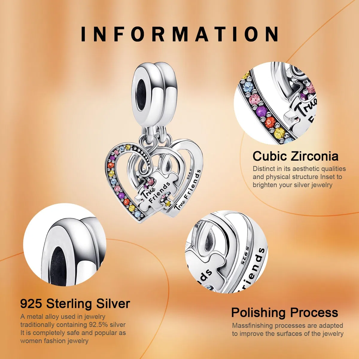 925 Charm in argento sterling per donne Bracciali Collana Cuore Piercing Freccia Famiglia per sempre Lucido Simbolo eterno Cuore Lock&Key I LOVE YOU Campane Puzzle Piece Cuori Splittabile