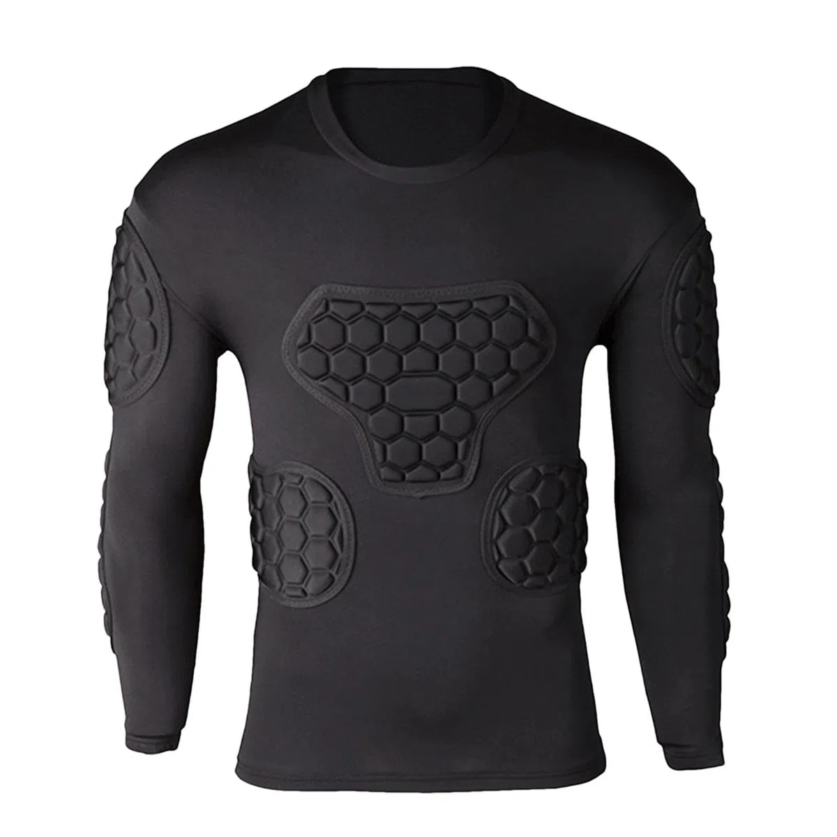 Maglia imbottita da portiere da calcio, a maniche lunghe, a compressione, strato protettivo in jersey | imbottitura rinforzata con materiale traspirante, per allenamenti intensi