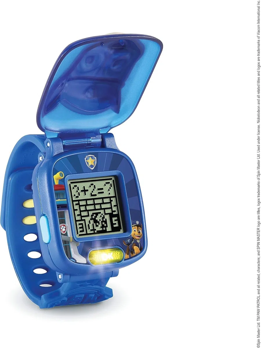 VTech PAW Patrol - Orologio Interattivo di Chase, Orologio per Bambini con 4 Giochi, Schermo a Colori, Inclusa Voce di Ryder, Funzione Sveglia e Timer, Lingua Italiana, Batterie Incluse, 3-7 Anni