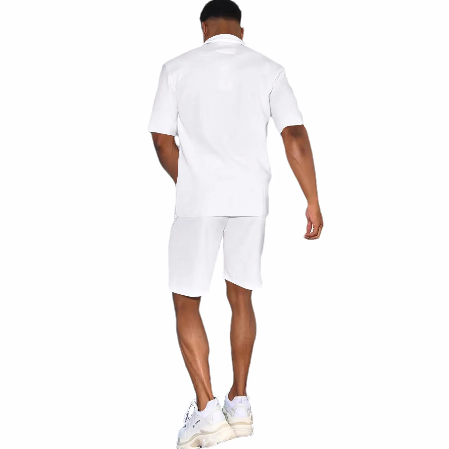 amropi Tuta Uomo Sportiva 2 Pezzi Maniche Corte Camicia Bottone e Pantaloncini Estiva Completo