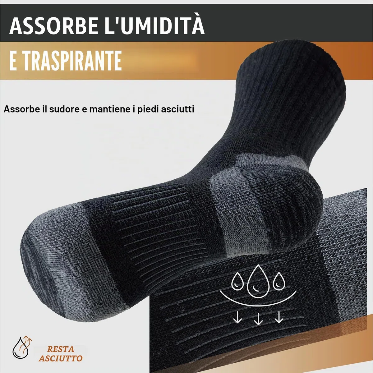 Niorasen Calze Invernali Termiche da Uomo e Donna, Calze Invernali da Trekking in Lana Merino, Calzini Traspiranti, Calze Sportivi per Ciclismo, Trail Running, Sci, Calze Lavoro, 3 Paia