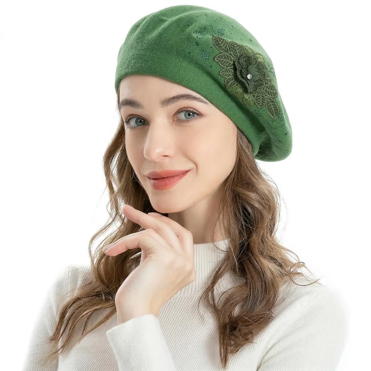 ZLYC Berretto da Donna in Cashmere Reversibile Francese