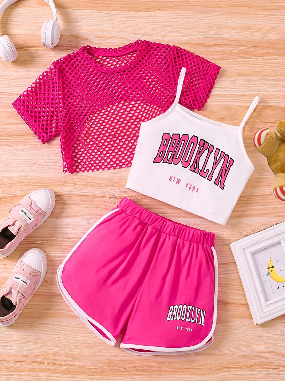 Abiti estivi per ragazze, set da 3 pezzi, casual, vestibilità ampia, top senza maniche, pantaloncini, per attività all'aperto, età 8-14, abbigliamento da gioco comodo e traspirante. #12