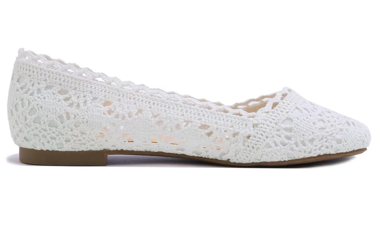 Feversole Round Toe Crochet Ballet Crochet Flats Women's Comfy Breathable Shoes