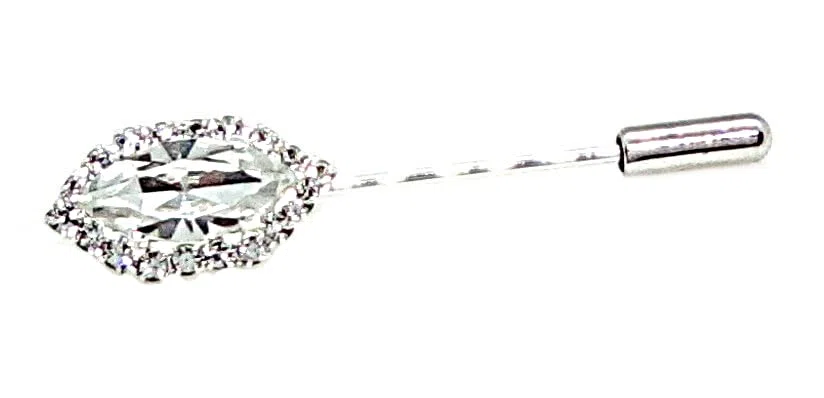 Spilla per Cravatta Strass Ovale da Uomo Sposo Polsini E SPILLI per Cravatte Ascot Plastron Made in Italy