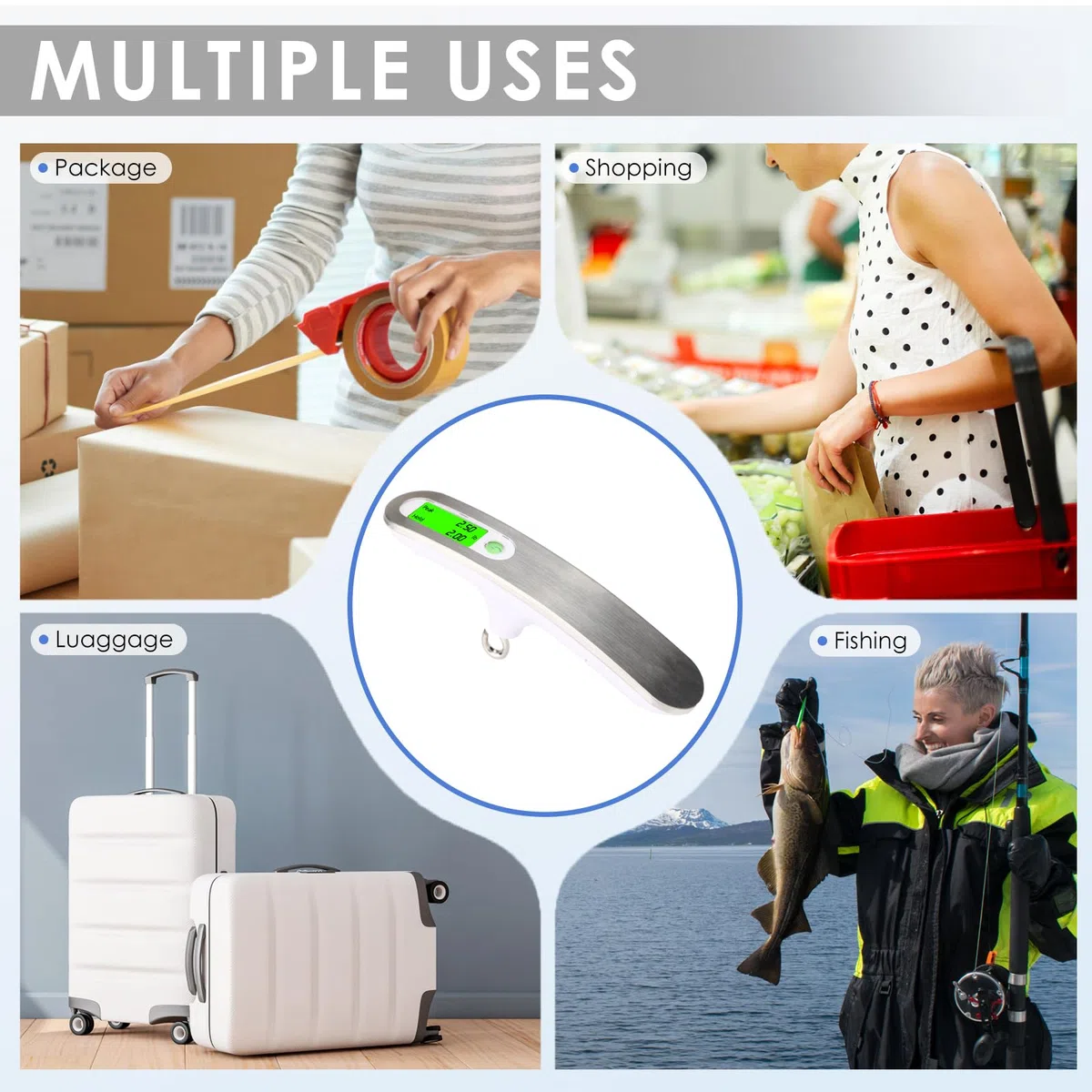 120 libbre Tiro con l'arco Bilancia ad arco per pesare Bilancia digitale con g/oz/kg/lb 4 unità Conversioni Bilancia bagagli per viaggiare Bow Draw Bilancia Pesi Ricurvo Accessori arco