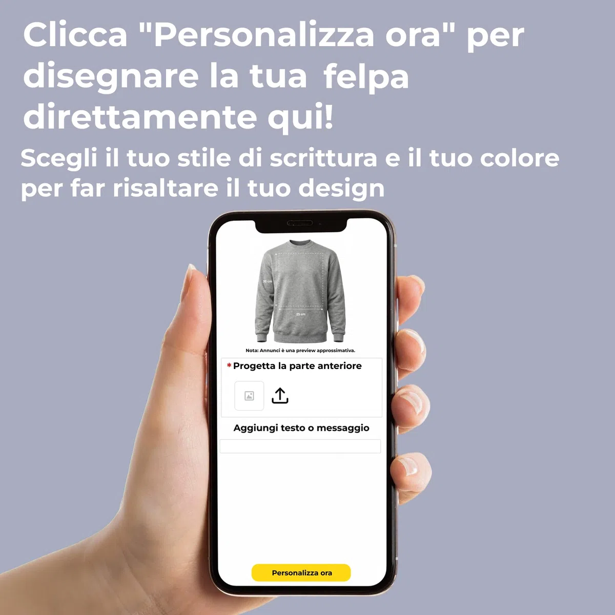 Cimpress Felpa Personalizzata Uomo, Taglie S–5XL, Personalizzabile con Foto, Logo o Testo, Girocollo con Stampa Frontale, Ideale per Squadre, Regali, Eventi o Divise Aziendali