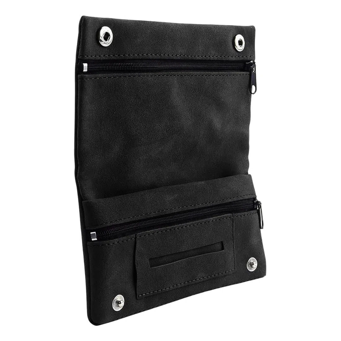 Porta Tabacco in Pelle, Portatabacco Uomo, Astuccio Porta Tabacco con Chiusura Magnetica, Pieghevole e Elegante (Nero)
