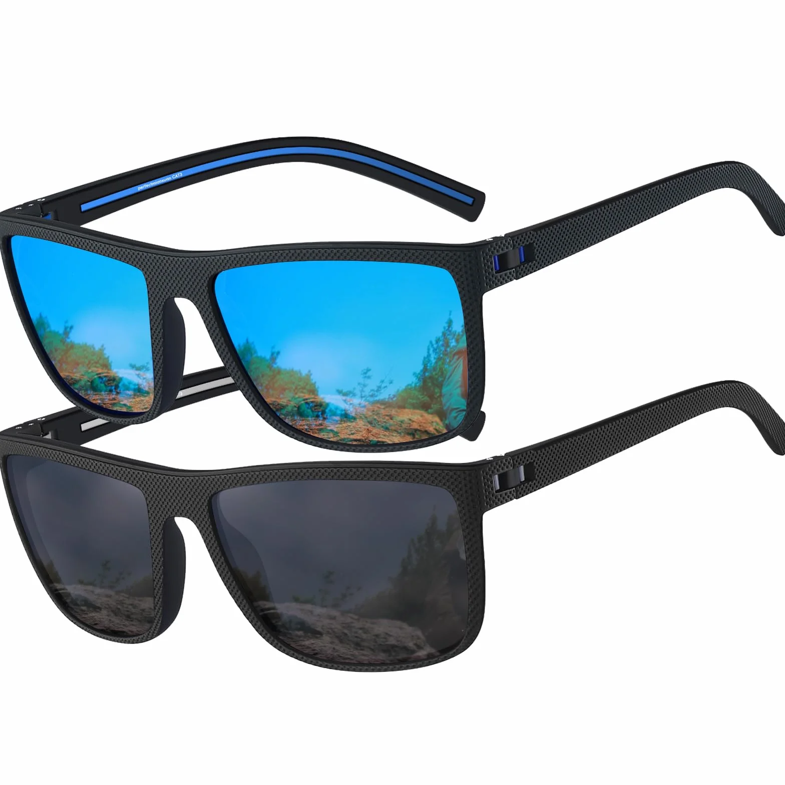 Perfectmiaoxuan Occhiali da sole Uomo Donna Polarizzati Pesca all'aperto Montatura Infrangibile Leggero Protezione UV400 Notturna Antiriflesso Guida