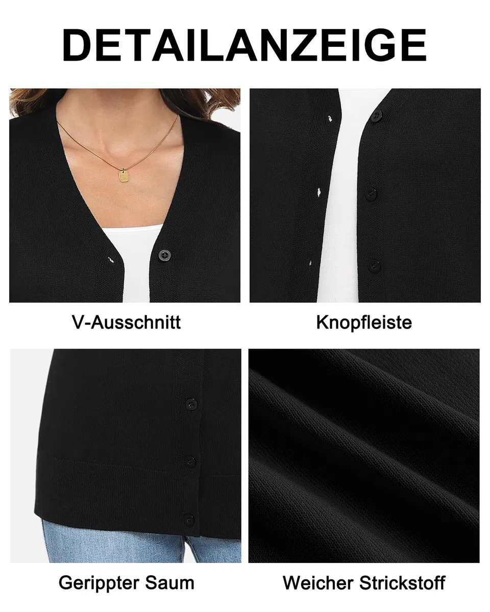 BEIGAI Cardigan leggero da donna a maniche lunghe con scollo a V Vintage Classico Cardigan con bottone