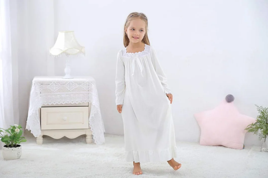Verve Jelly Filles à manches longues chemise de nuit pyjamas enfant en bas âge robe de nuit pyjama princesse enfants chemise de nuit robes de nuit pour les filles