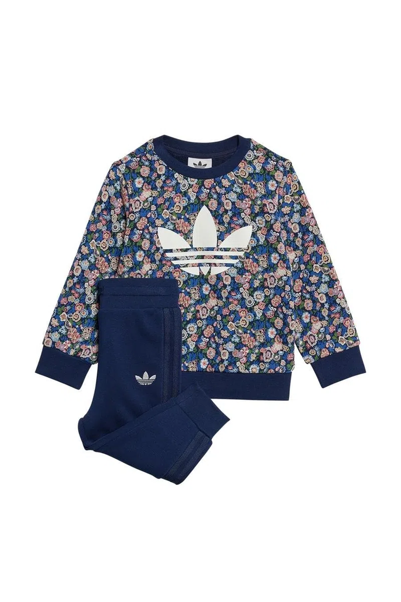 adidas Tuta Marina a Fiori Ragazza Crew