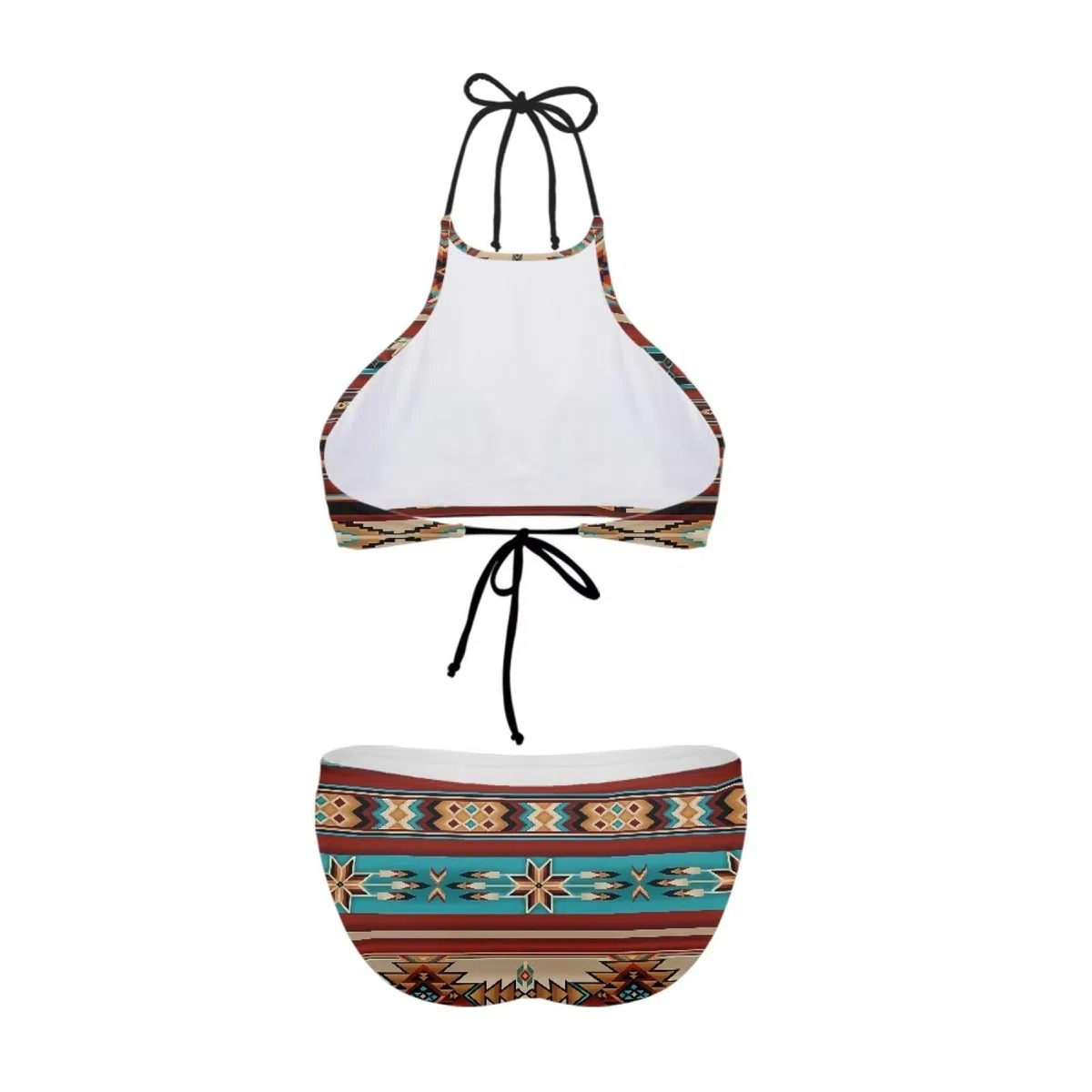 Sexy due pezzi bikini set per le donne vintage collo alto costumi da bagno costumi da bagno con spalline regolabili