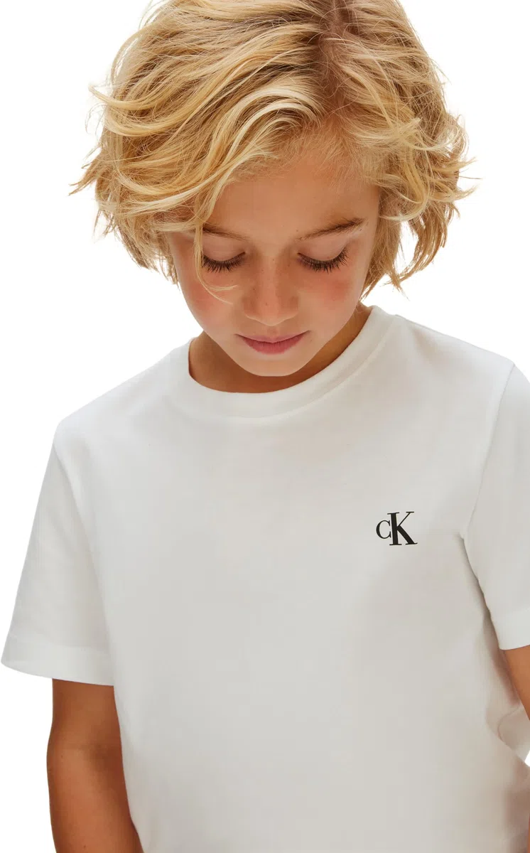 Calvin Klein 2-Pack Monogram Top Ib0ib01093 S/S Knit Tops Bambini e Ragazzi (Pacco da 2)